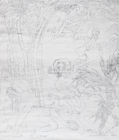 袁运生 1979年作 《泼水节·生命的赞歌》线描稿（局部）
