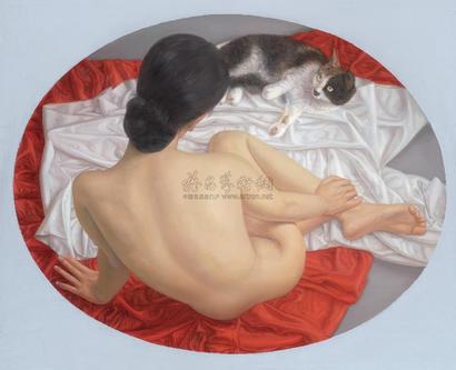 胡建成 1991年作 女人·猫