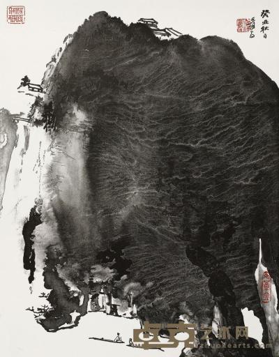 张大千 1973年作 泼墨山水 （铜版画） 66.5×52cm