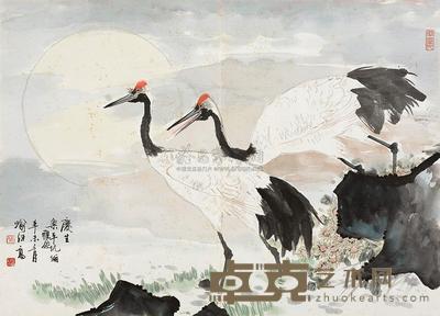 喻继高 1991年作 仙鹤 镜心 59.5×83cm