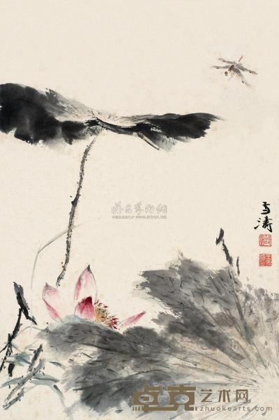 王雪涛 荷花蜻蜓 立轴 58×38.5cm