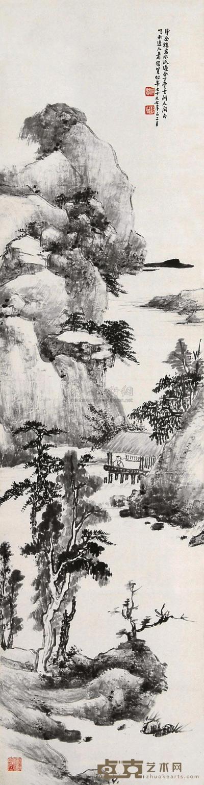 萧俊贤 1984年作 山水 立轴 131×34cm