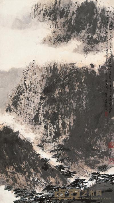 傅抱石 1963年作 深山访友 立轴 82×45.5cm