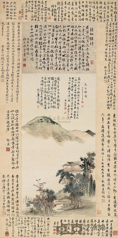 王霖 大白楼图 立轴 69×35.5cm