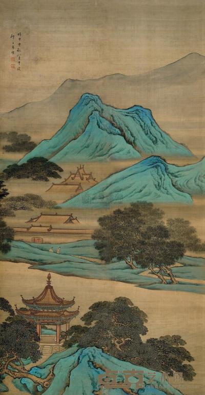 袁耀 （款） 1764年作 山水 立轴 210×109cm