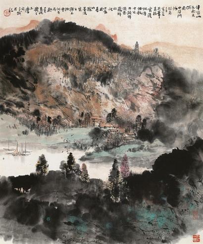 宋玉麟 1988年作 牛首山风景 镜心