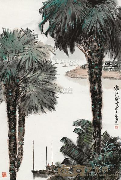杨延文 1978年作 湘江风光 立轴 68×45cm