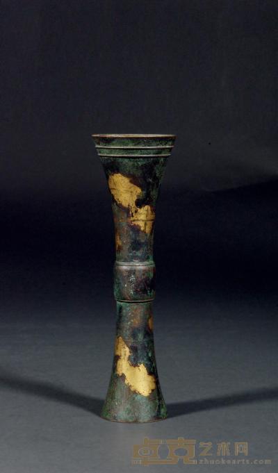 清早期 铜贴金仿汉式花觚 高28.2cm