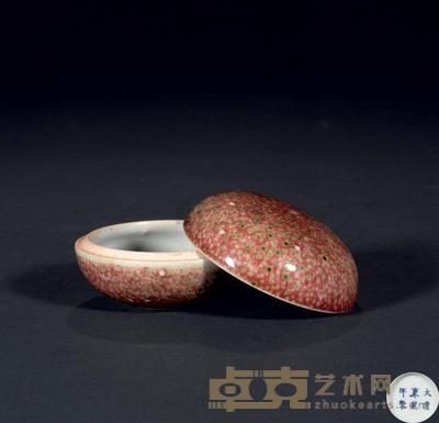 清康熙 豇豆红印泥盒 直径6cm