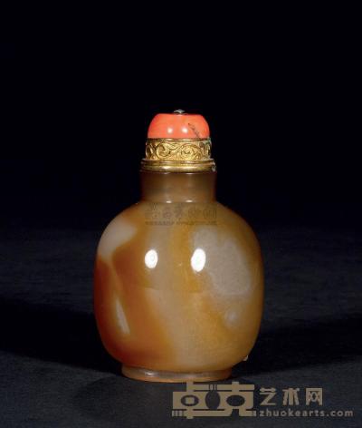 清中期 玛瑙天然纹鼻烟壶 高7.6cm