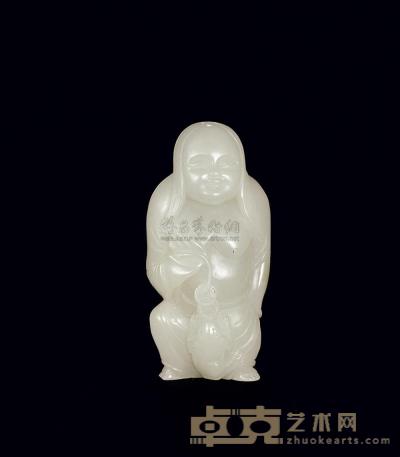 清乾隆 白玉雕“刘海戏蟾”挂件 高6.7cm