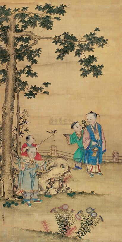 冷枚 婴戏图 立轴