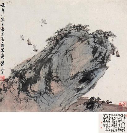 傅抱石 1956年作 嘉陵晓色 镜心
