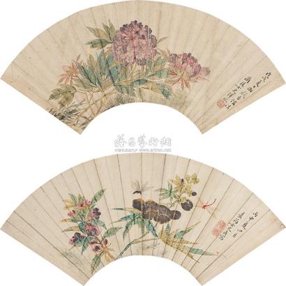 恽冰 缪嘉惠 花卉 扇面