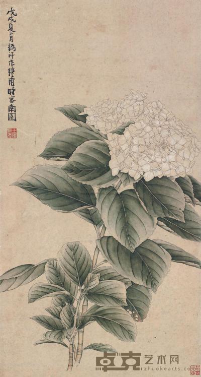 黄士陵 1898年作 花卉 立轴 75.5×39cm