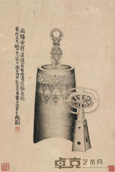 黄士陵 1896年作 鼎钟 立轴 53×36cm