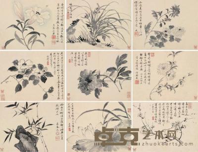 王武 花卉 册页 （九开） 24×31cm×9