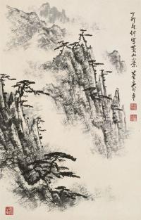 董寿平 1987年作 山水 镜框