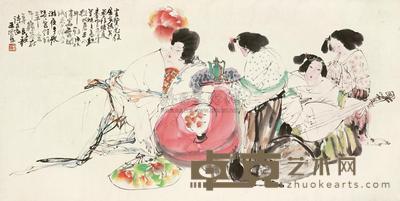 王西京 芙蓉春宵图 镜框 69×140cm