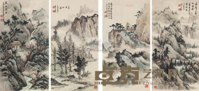 黄君璧 1979年作 四季山水 镜框四开 56×30cm×4