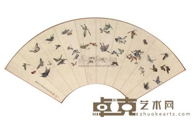 梁若珠 蛱蝶 镜框 19×53cm