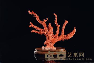 清 红珊瑚雕歌舞昇平摆件 31×26CM