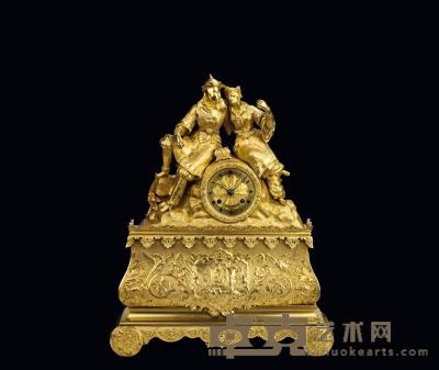 法国“中国情侣”鎏金铜钟 45.5×36×10.5cm