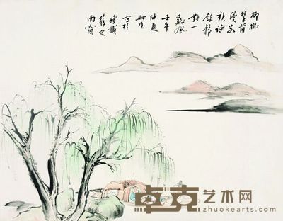 钱瘦铁 1942年作 诗馀静对 镜框 42×52cm