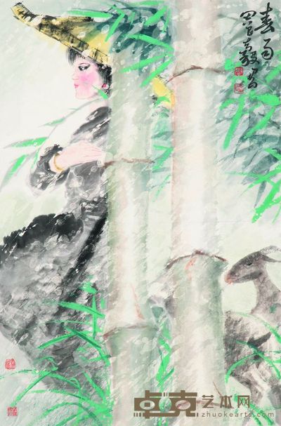 周昌谷 春雨 立轴 71×47cm