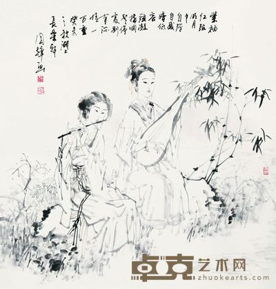 刘国辉 2003年作 紫袖红弦 镜框 66×66cm