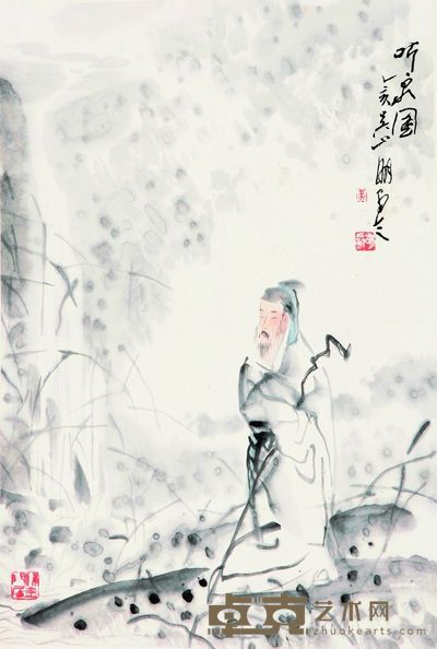 吴山明 1995年作 听泉图 立轴 68×45cm