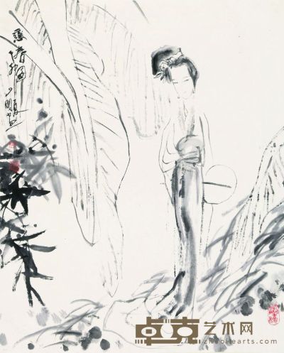 吴山明 1987年作 恋春图 立轴 83×67cm