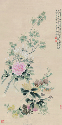 陆恢 1880年作 花卉 立轴