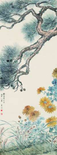 刘彦冲 1836年作 花卉 立轴