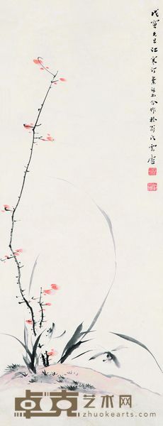 江寒汀 叶祥本 1938年作 坡兰 镜片 86×33cm