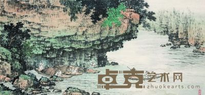 袁松年 1949年作 崖阴清暑 镜框 68×34cm