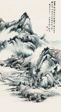 姚钟葆 1914年作 山翠欲滴 立轴