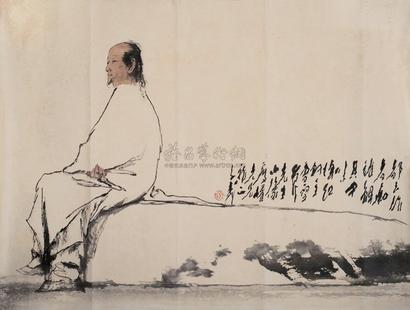 王子武 曹雪芹小像 镜心