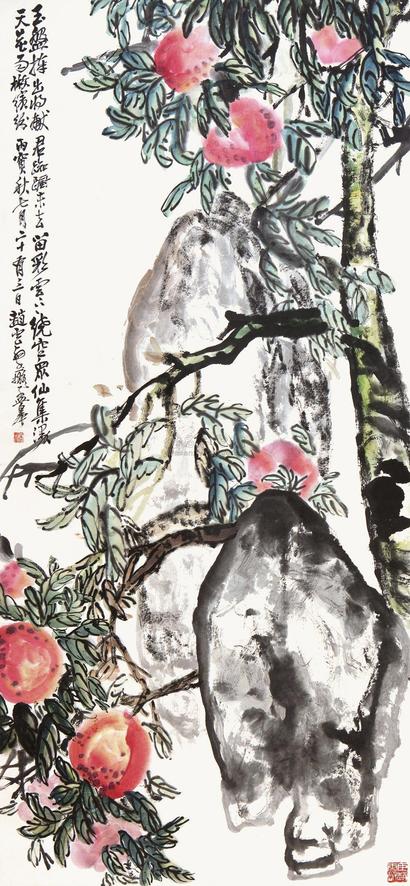 赵云壑 甲戌（1934年）作 寿桃 立轴