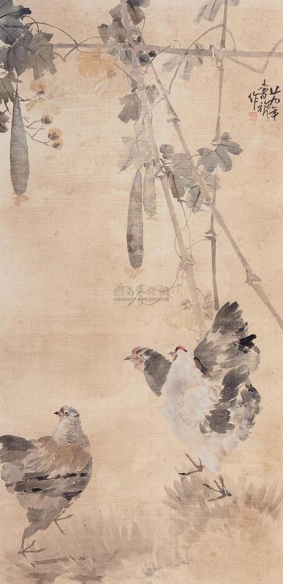 张书旂 三鸡图 立轴