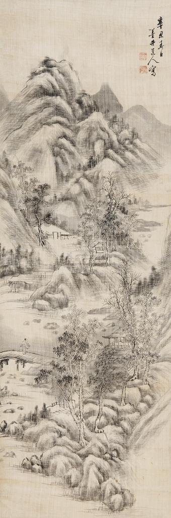 吴历 （款） 辛丑作 崇山迭嶂图 立轴