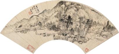 王时敏 （款） 壬午（1642年）作 山居图 扇面