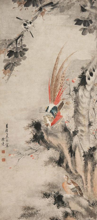 陈遵 乙未（1595年）作 锦绣前程 立轴