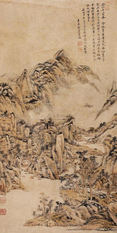 王原祁 （款） 甲午（1714年）作 仿黄子久山水 立轴