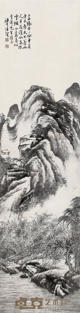 山水 142×37cm