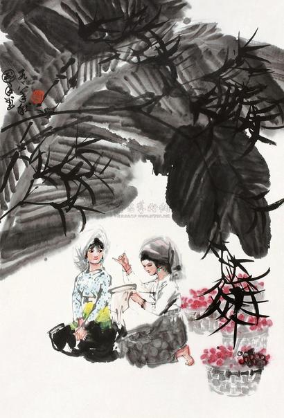 史国良 芭蕉少女 镜心