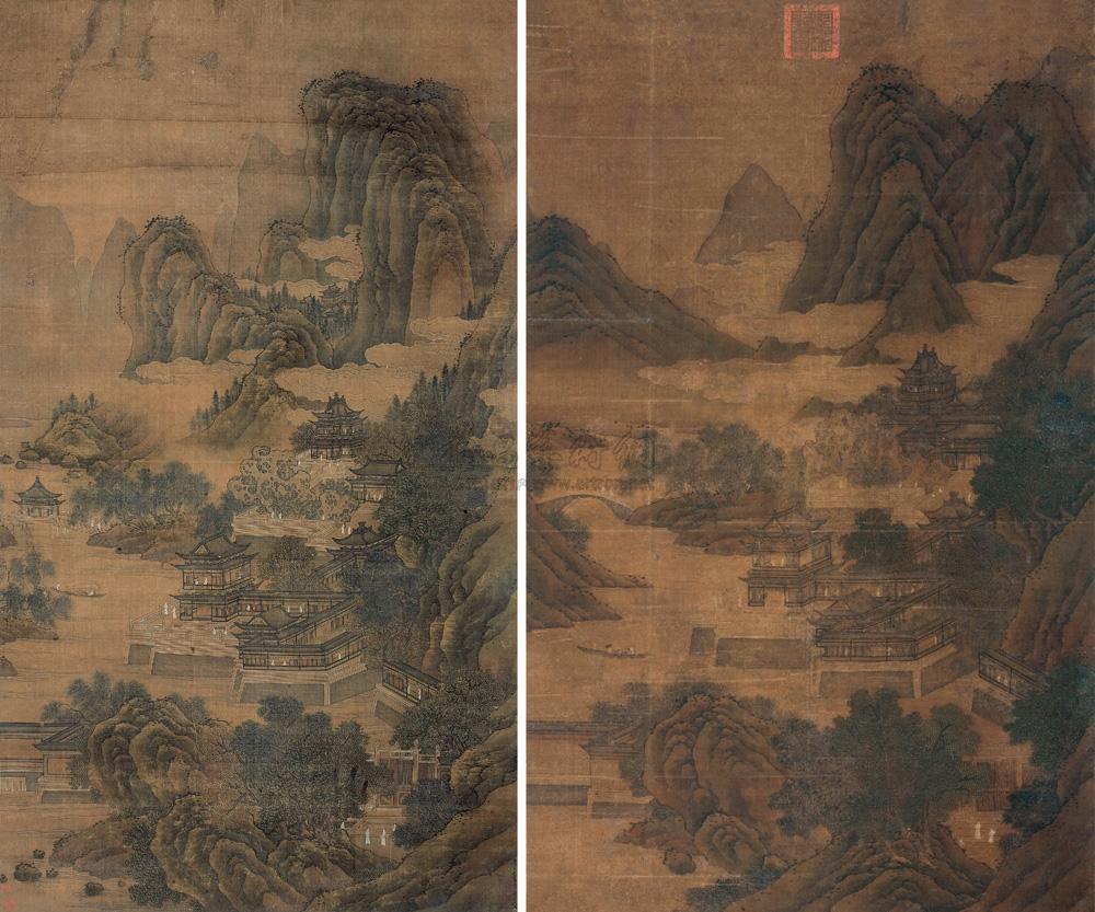 房大年 元文宗帝 万岁山图稿本 立轴 15×96cm;180×102cm