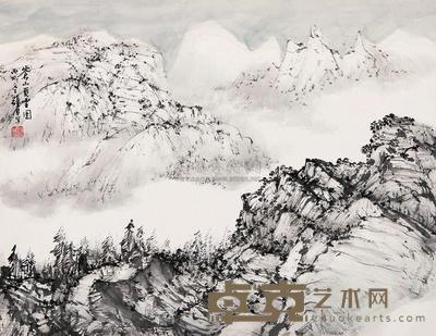张尔宾 苍山负雪图 镜心 32×41cm