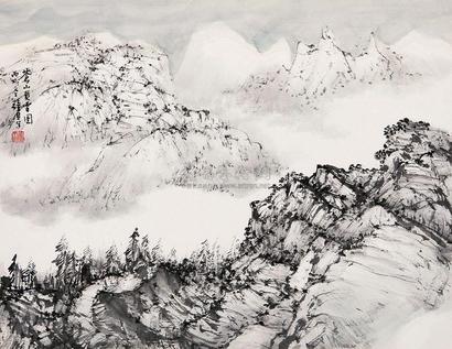 张尔宾 苍山负雪图 镜心