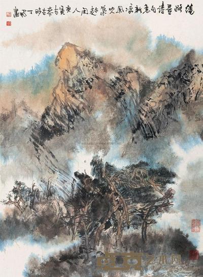 丁飞 绕路寻诗图 立轴 61×44cm